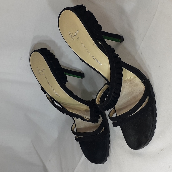 Donald J pliner black suede leather mule heels size 10 - Picture 3 of 11
